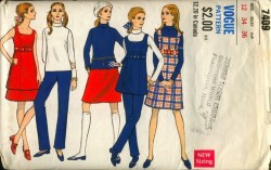 7409 1968 VOGUE JUMPER, TUNIC, BELT, BLOUSE, BOTTOMS PATTERN 12 34B UNCUT